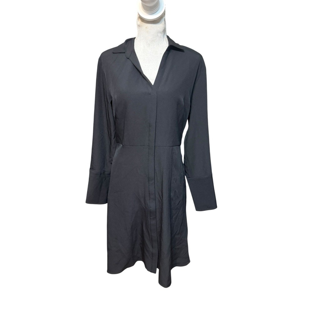 SPANX Carefree Crepe Shirt Dress, Black, Size Medium, Office, Career, Classic